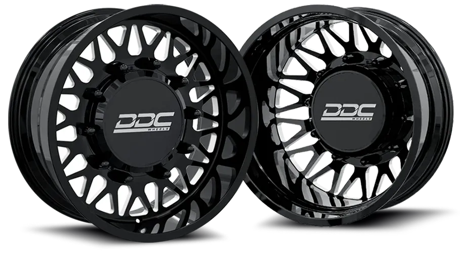 DUALLY Wheels The Mesh Forged 22x8.25 8x200 Black/Mill SS Fronts 19-25 Dodge Ram 3500 DDC Wheels 265-22-24BM-AS