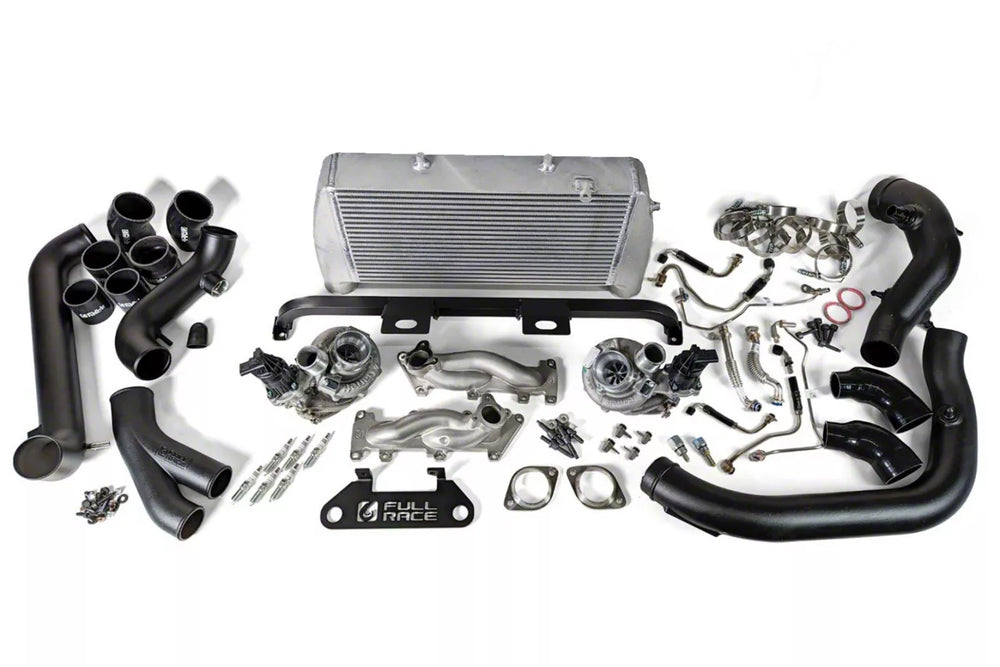 Full-Race Full-Race 2017 - 2020 3.5L F150 Power Package (A0163A Turbo Kit Spark Plugs Black IC Kit AMS Inlets) (Silver Manifolds) A0186A