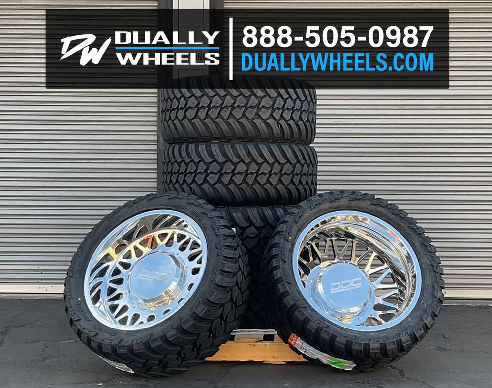 DUALLY Wheels The Mesh Forged 22x8.25 8x200 Polished SS Fronts 19-25 Dodge Ram 3500 DDC Wheels 265-22-24PL-AS