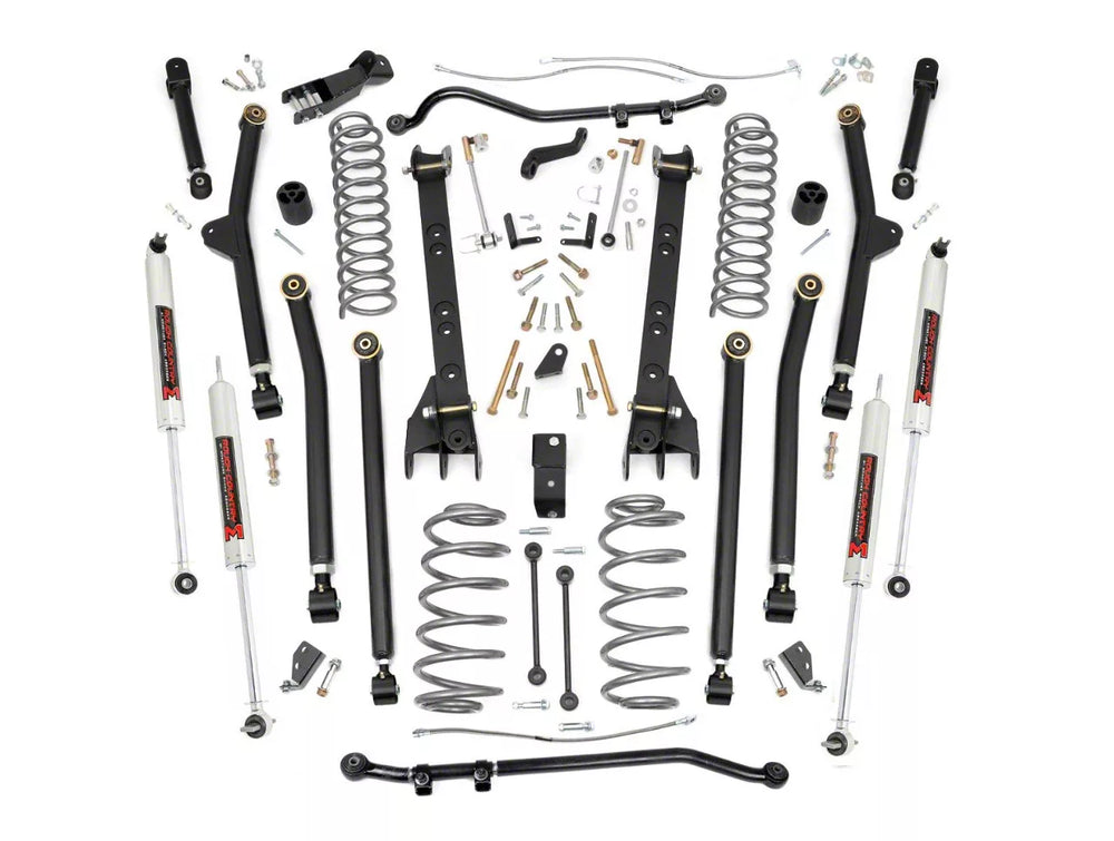 Rough Country 4 Inch Lift Kit Long Arm M1 Jeep Wrangler TJ 4WD (1997-2006) 66340
