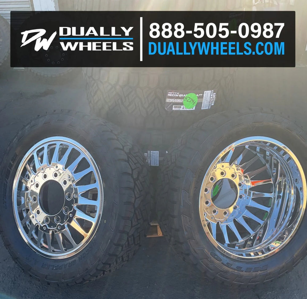 DUALLY Wheels The Spoke Forged 20x8.25 10x225 Polished 05-10 Ford 15-25 F-450/F-550 Dodge Ram 08-25 4500/5500 DDC Wheels 225-20-25PL-A