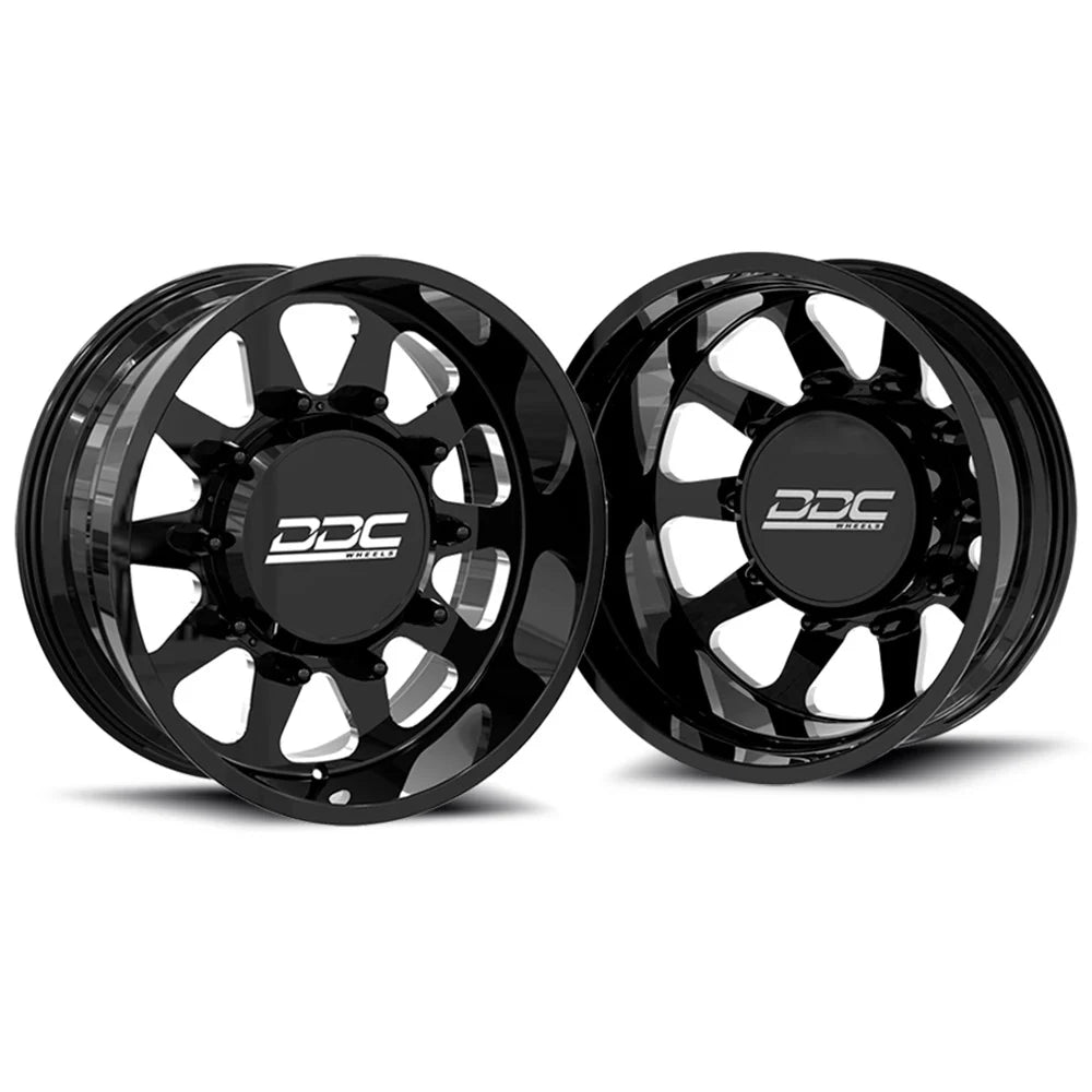 DUALLY Wheels The Ten Forged 24x8.25 8x200 Black/Mill 05-25 Ford F-350 11-14 Ford F-450 19-25 Dodge Ram 3500 DDC Wheels 200-24-22BM-A