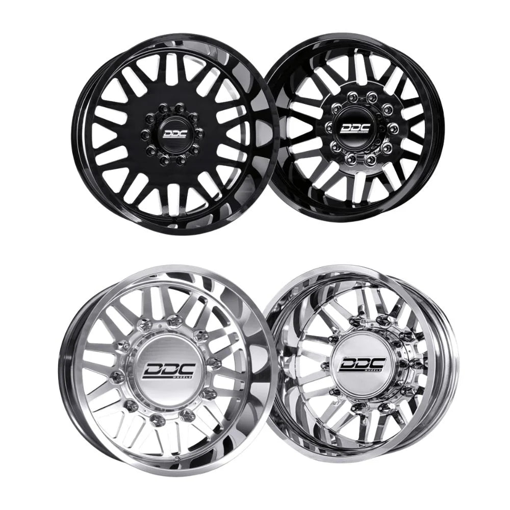 DUALLY Wheels The Ten Forged 22x8.25 10x225 Black/Mill SS Fronts 05-10 Ford 15-25 F-450/F-550 Dodge Ram 08-25 4500/5500 DDC Wheels 225-22-22BM-AS