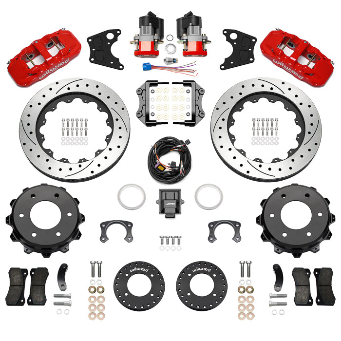 WilWood AERO4 Rear EPB Kit 14.00 Drilled Red 1971-1991 GM Blazer 4x4 2.46 Offset 140-18163-DR