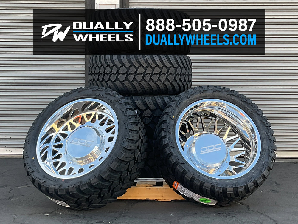 DUALLY Wheels The Mesh Forged 24x8.25 8x210 Polished 11-25 Silverado/Sierra 3500 DDC Wheels 210-24-24PL-A