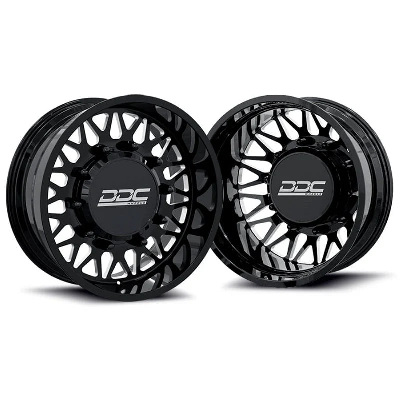 DUALLY Wheels The Ten Forged 22x8.25 8x200 Black/Mill SS Fronts 05-25 Ford F-350 11-14 Ford F-450 DDC Wheels 200-22-22BM-AS