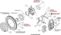 WilWood AERO4 Rear P-Brake Kit 14.00 Drill Red Big Ford New Style 2.50 Offset -6 Lug 140-18150-DR