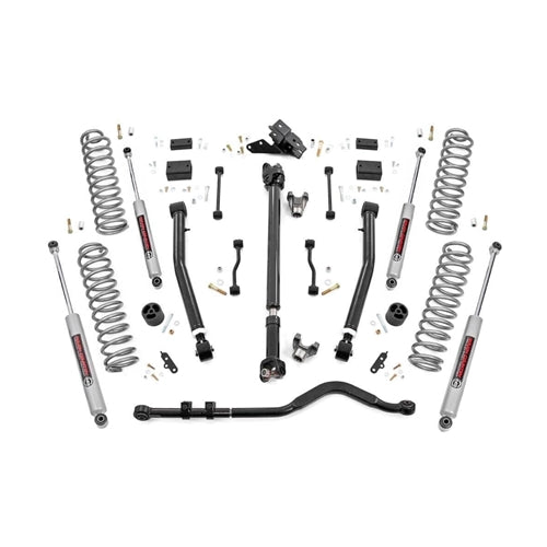Rough Country 3.5 Inch Lift Kit Adj Lower FR D S M1R Jeep Wrangler Unlimited Rubicon (18-23) 69144