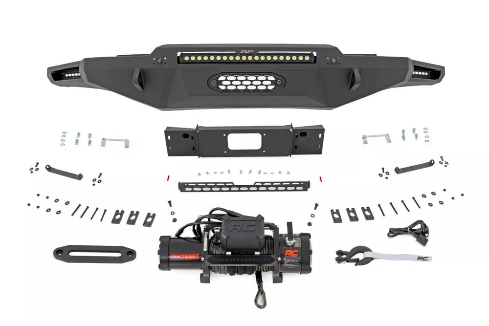 Rough Country Hybrid Front Bumper 12000S Blk LED w Amber DRL Toyota Tundra (22-26) 72009