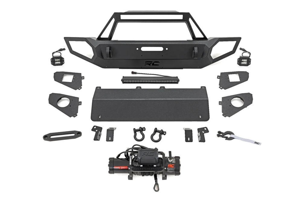 Rough Country Front Winch Bumper 9500S Jeep Gladiator JT Wrangler JK JL Wrangler Unlimited 4WD 10660