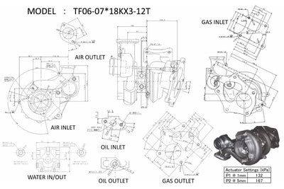 Full-Race Mitsubishi Evo X Stock Location MHI TF06-18K Performance Turbo (Requires Part Number 49136-59500) 49S36-07000