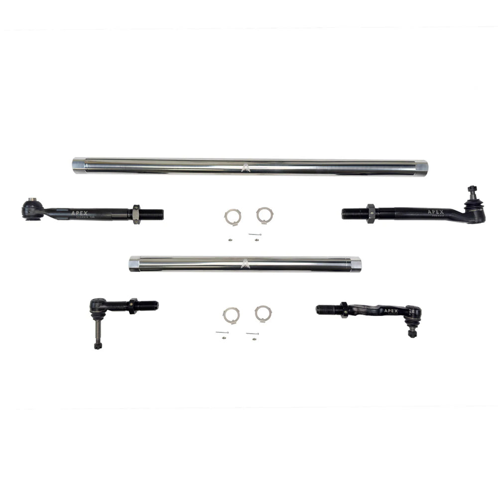 Apex Chassis Heavy Duty ProLock Poished Aluminum Tie Rod and Drag Link Assembly Fits: 17-25 F-250/F-350 Super Duty Apex Chassis KIT375-POL