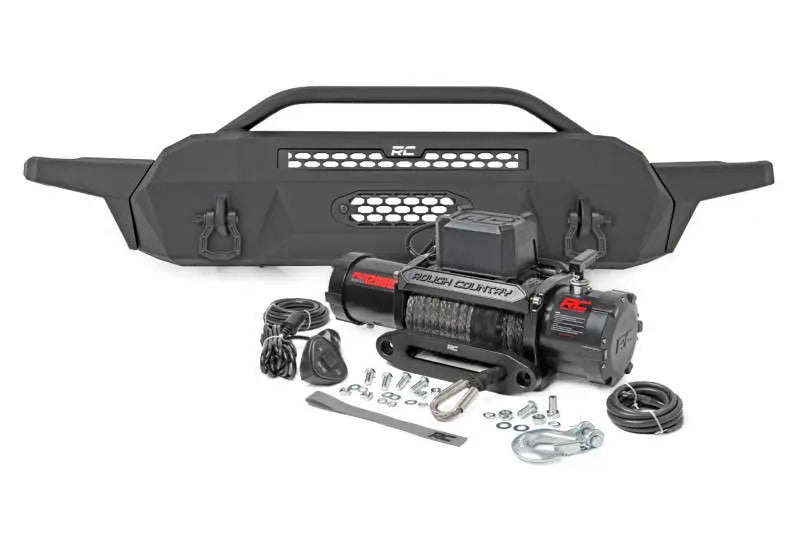 Rough Country Front Bumper High Clearance 12000-Lb Pro Series Winch Synthetic Rope Toyota Tacoma 4WD (16-23) 10717