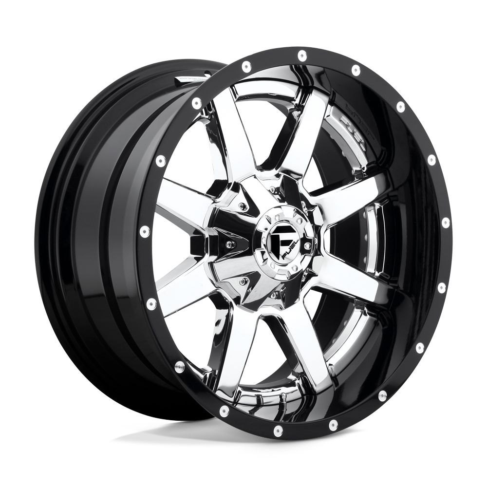 FUEL WHEELS MAVERICK 20X12 8X6.5 PGB -42 CAST ALUMINUM CHROME W GLOSS BLACK LIP D260202082-42