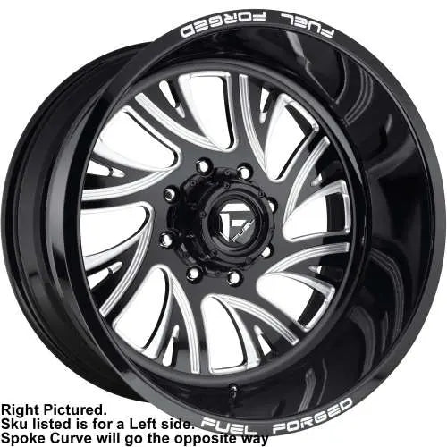 FUEL WHEELS FF41 22X12 8X170 DE -51 LEFT MONOBLOCK FORGED GLOSS BLACK MILLED DE4122201745L