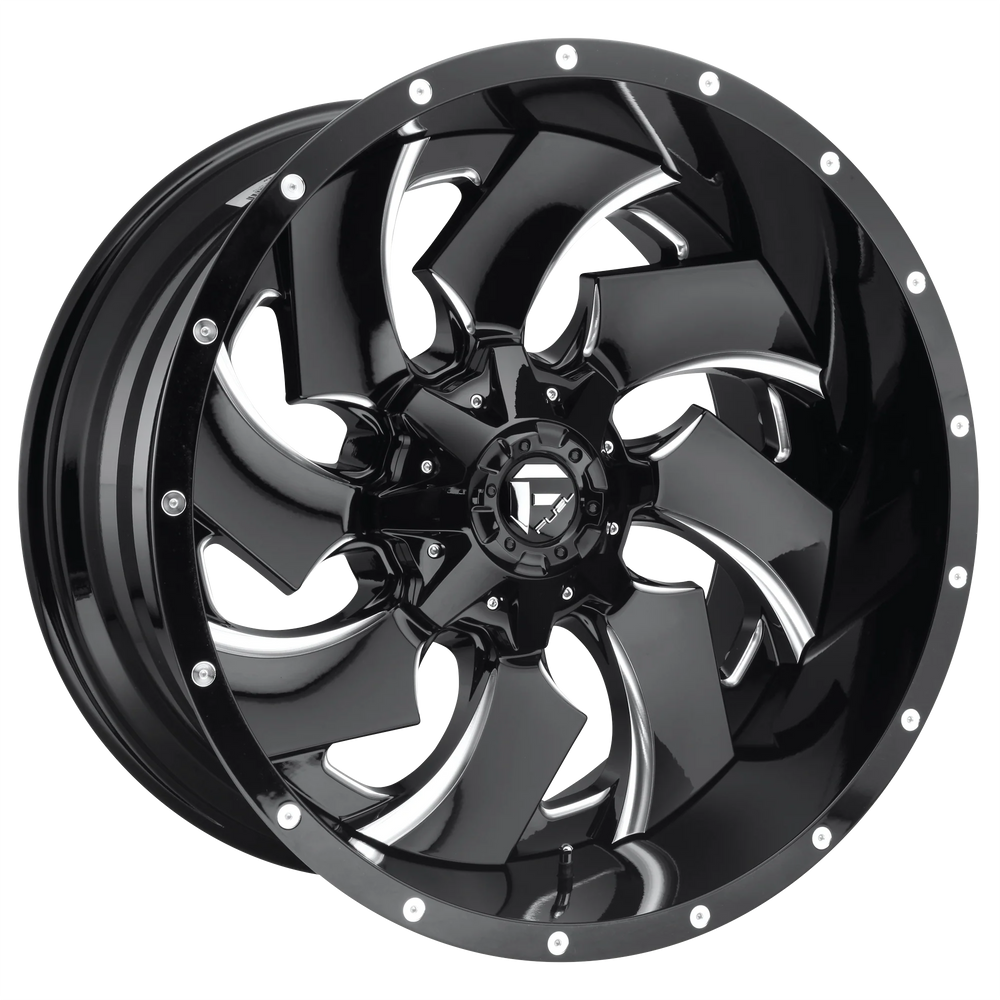 FUEL WHEELS CLEAVER 22X8.25 8X6.5 121.5 NB 127 L CAST ALUMINUM GLOSS BLACK MILLED D23922828DFBL