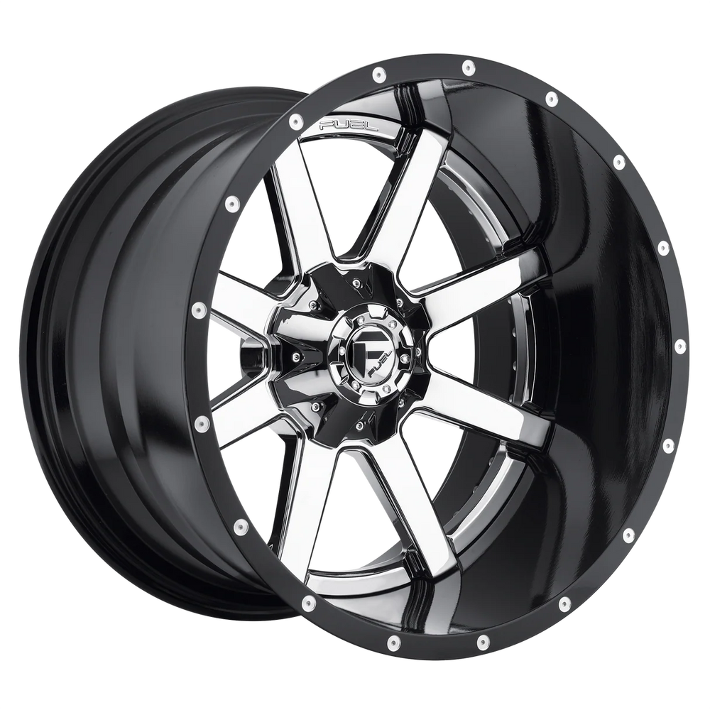 FUEL WHEELS MAVERICK 24X8.25 8X6.5 125 PGB RR -236 CAST ALUMINUM CHROME W GLOSS BLACK LIP D260248282LB
