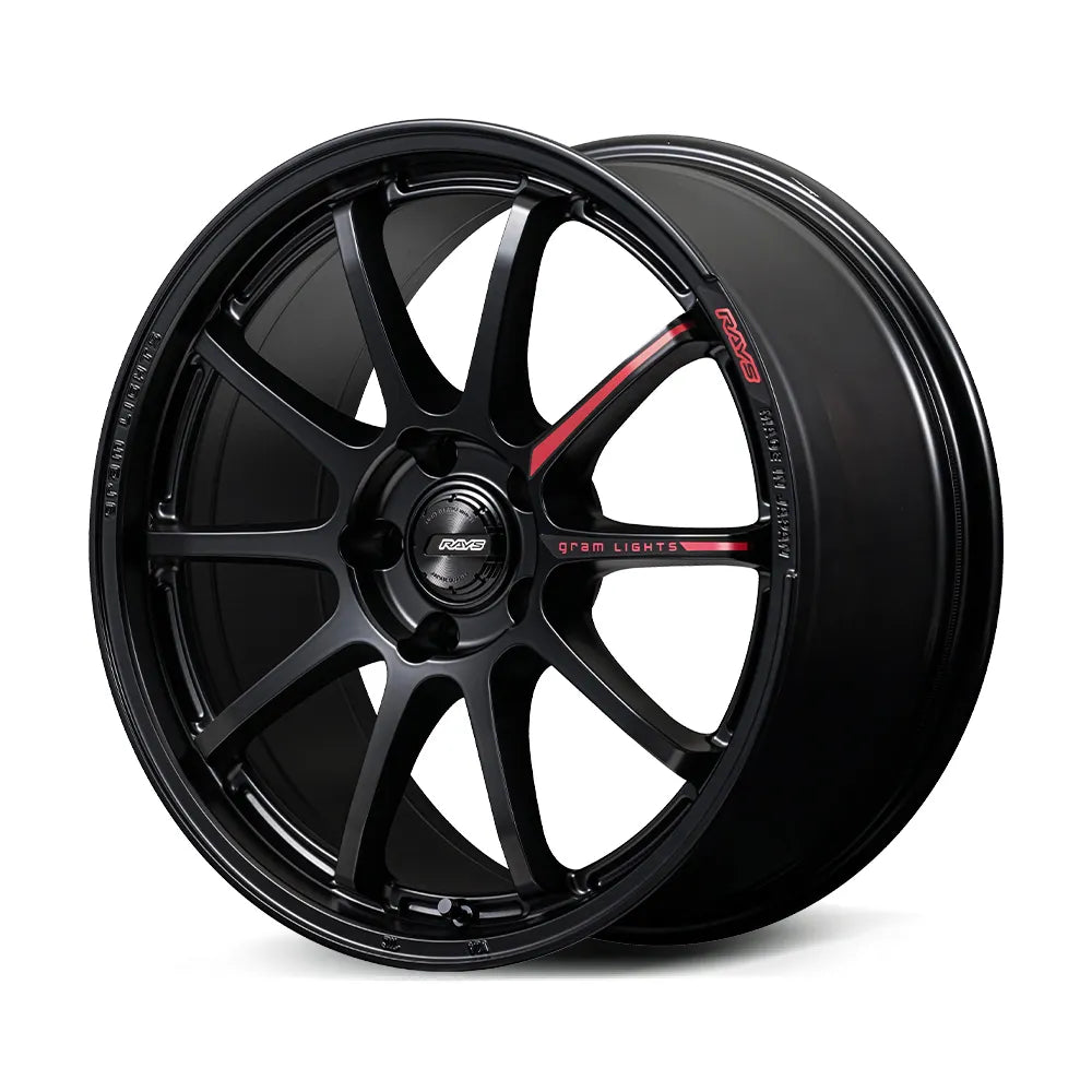 Gram Lights 57NR LIMITED II 18x7.5 +45 5-100 Semigloss Black Wheel w/ Black Cap/Stickers/Air Valve
