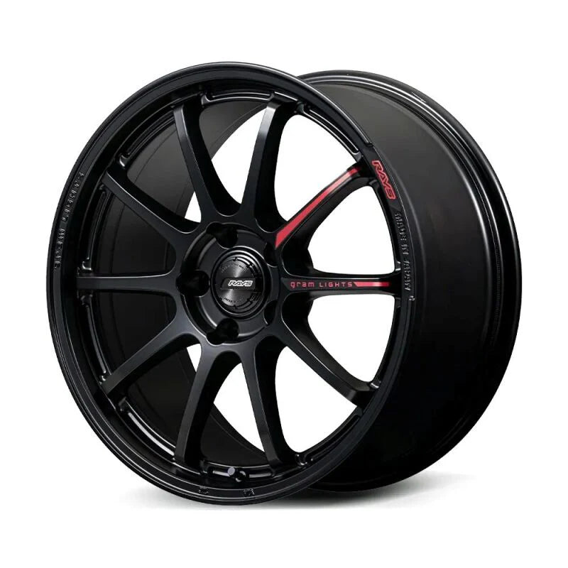 Gram Lights 57NR LIMITED II 18x7.5 +42 5-112 Semigloss Black Wheel w/ Black Cap/Stickers/Air Valve