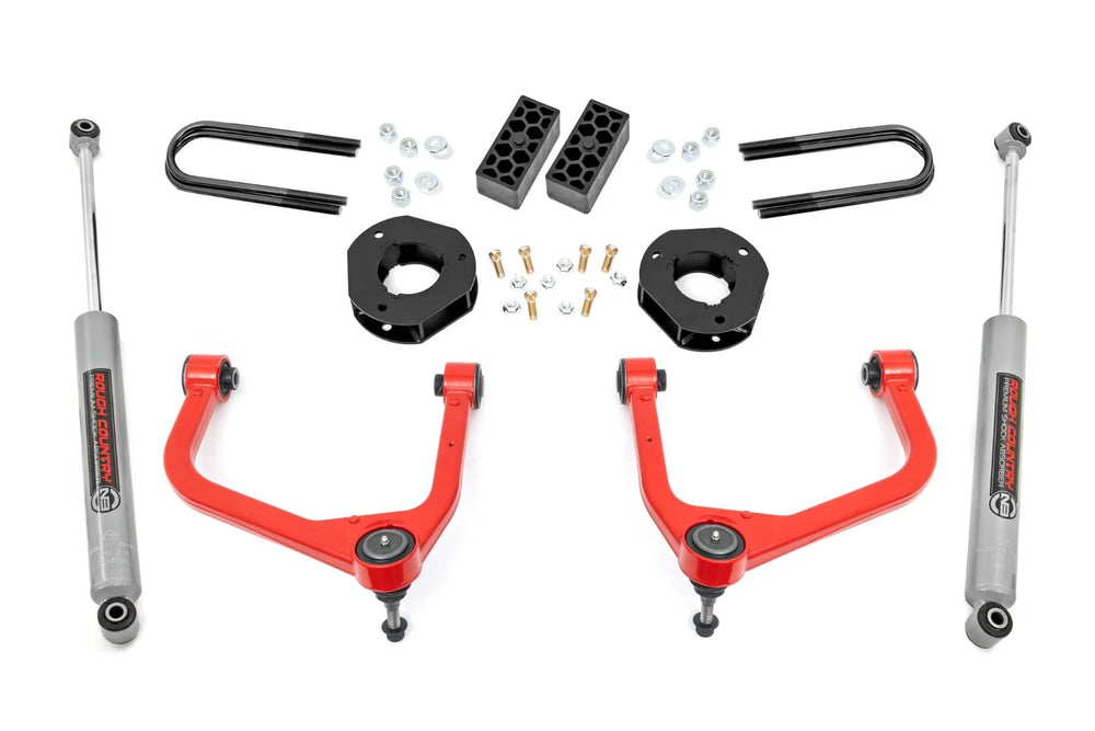 Rough Country 3.5 Inch Lift Kit Rear Mono Leaf Chevy Silverado 1500 2WD 4WD (2025-2026) 28230RED_A