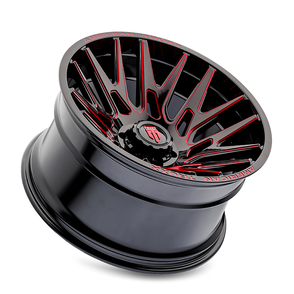 AMERICAN TRUXX EVOLUTION AT1919 GLOSS BLACK PRIZM RED 22X12 8-170 -44MM 125.2MM