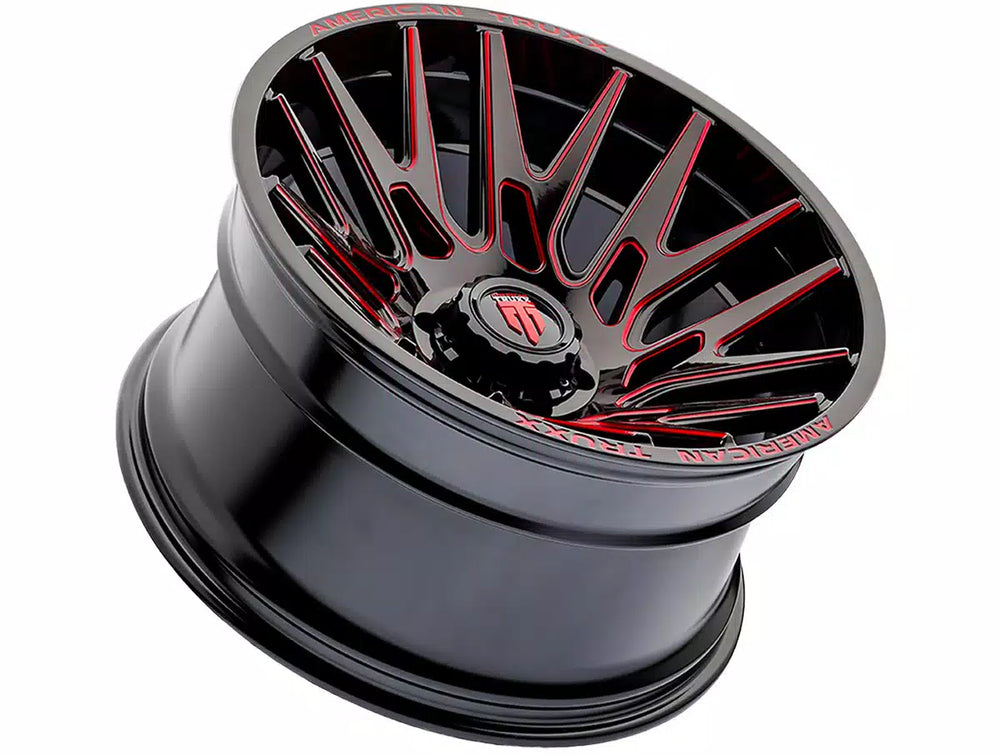 AMERICAN TRUXX EVOLUTION AT1919 GLOSS BLACK PRIZM RED 22X12 6-135 -44MM 87.1MM