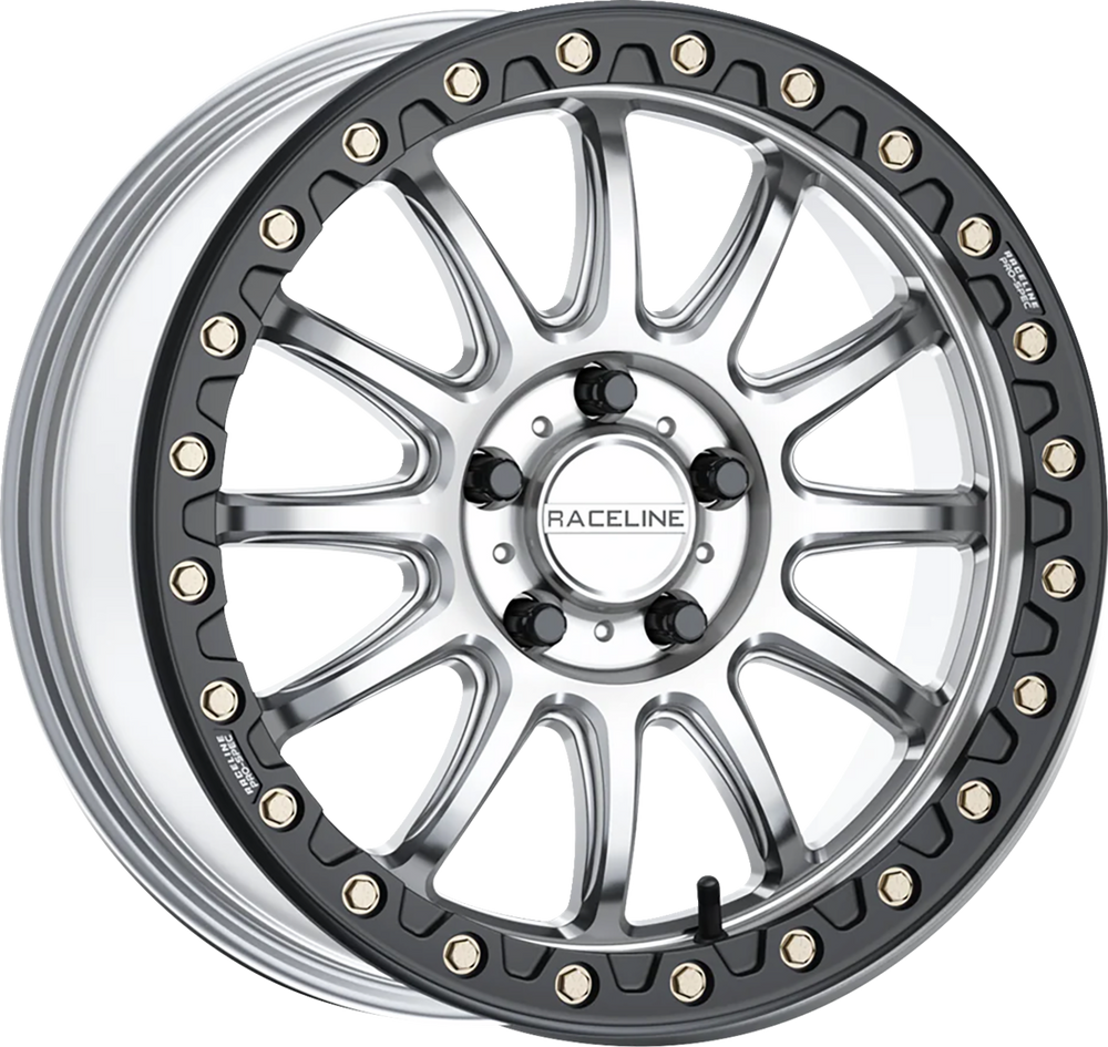 Raceline ALPHA HYPER SILVER W/ BLACK OUTER RING 17X7 4X137 25 - A14SB-7703725