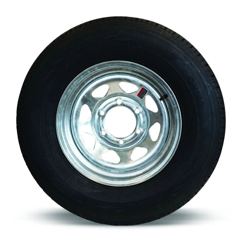 ST235/85R16 MOUNTED ON GALVANIZE SPOKE 16X6 8X6.5 LOAD RATING: G 14PLY RATED