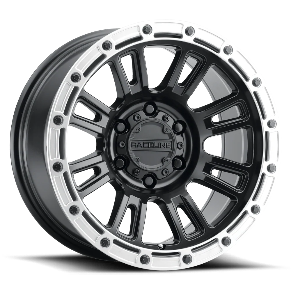 Raceline Wheels COMPASS SATIN BLACK W SILVER RING 18X9 8X165.1 18mm