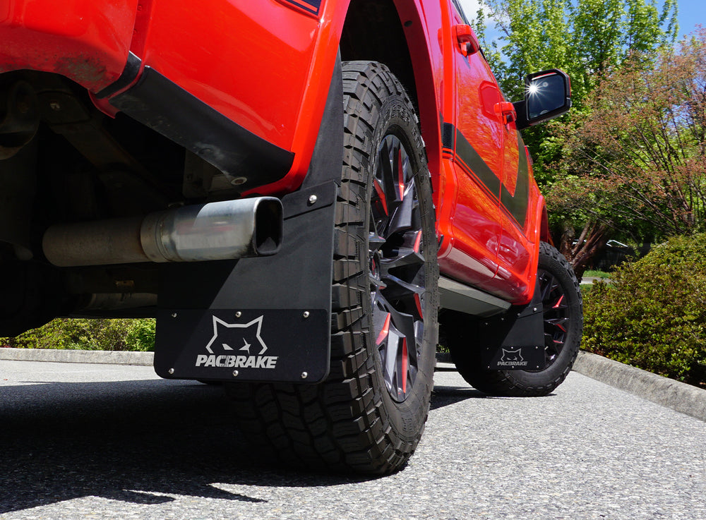 Pac Brake KICKBACK MUD FLAP SET UNIVERSAL BLACK POWDER COATED 12 W X 12 L HP10580-12-12