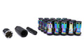 KICS R40 Iconix Neo Chrome Locking Lug Nuts W/ Black Aluminum Caps M12X1.25 Universal