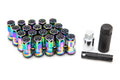 KICS R40 Iconix Neo Chrome Locking Lug Nuts W/ Black Aluminum Caps M12X1.25 Universal