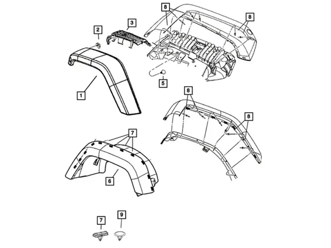 Mopar Wheel Opening Flare Molding Left - 5KC87TZZAK