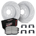 R1 03-07 Jeep TJ Rear Drill/Slot Carbon Coated Rotor Set w/Off-Road/Tow Pads