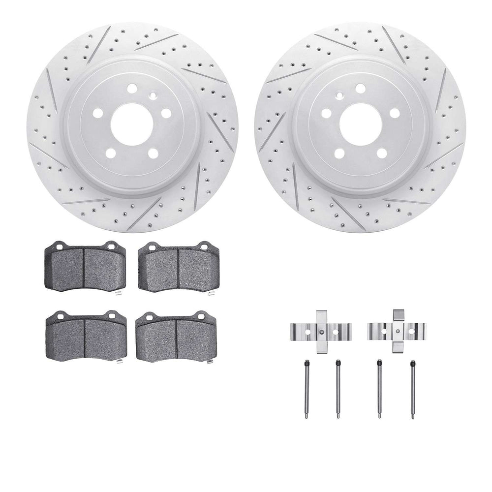 DFC 12-20 Tesla S Rear Drilled & Slotted Geoperformance Rotors 5000 Advanced Brake Pads w/Hardware