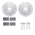 DFC 12-20 Tesla S Rear Drilled & Slotted Geoperformance Rotors 5000 Advanced Brake Pads w/Hardware