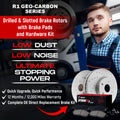 R1 14-23 Nissan X-Trail Front Drill/Slot Carbon Coated Rotor Set w/Optimum Pads
