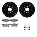 R1 Concepts Black Drilled Slotted Rotors with 5000 Oep Brake Pads Hdw Fits Buick Envision