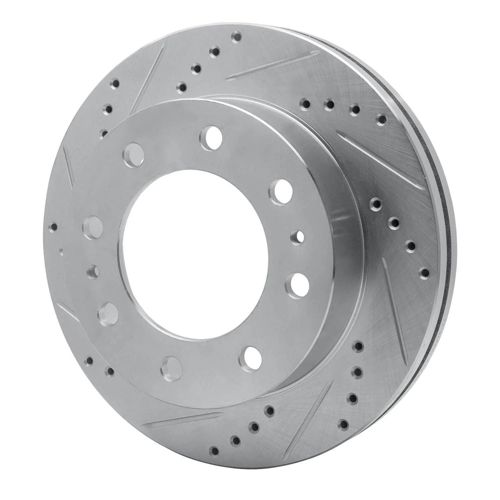 R1 85-06 Chevrolet P30 Front Left Drilled & Slotted Silver Brake Rotor