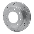 R1 85-06 Chevrolet P30 Front Left Drilled & Slotted Silver Brake Rotor
