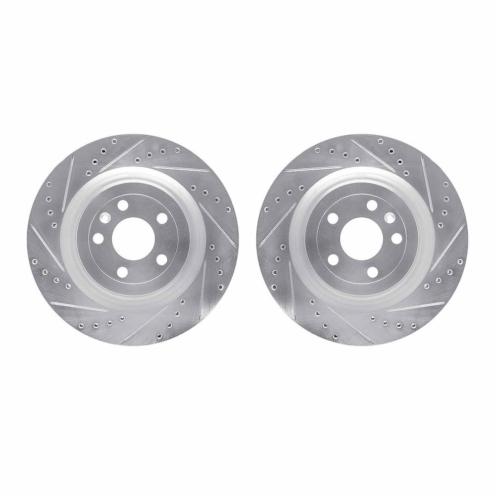 R1 13-19 Ford Flex Front Drilled & Slotted Silver Brake Rotor Set