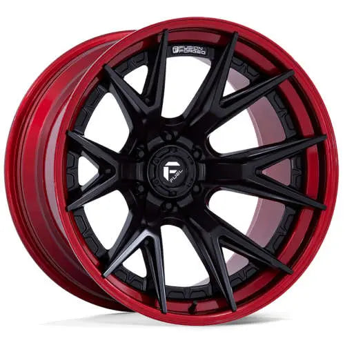 FUEL WHEELS CATALYST 17X9 6X135 87 1 M-BLK RD FUSION FORGED MATTE BLACK W CANDY RED LIP FC402MQ17906301