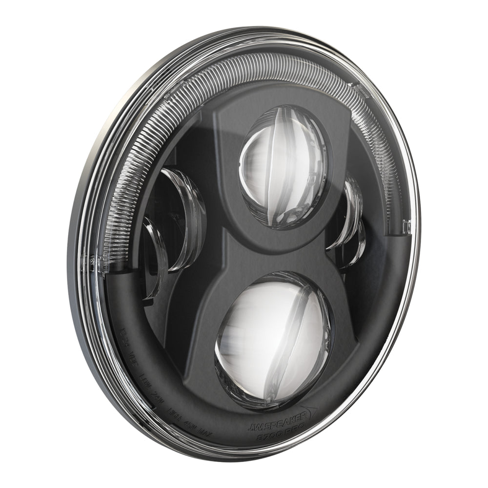 8700 EVO2PRO 1224V ECE LED LEFT HAND TRAFFIC HIGH/LOW BEAM HEADLIGHT W/BLACK INNER BEZEL SGL LIGHT