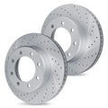 R1 80-94 Ford F-350 Front Drilled & Slotted Carbon Coated Brake Rotor Set