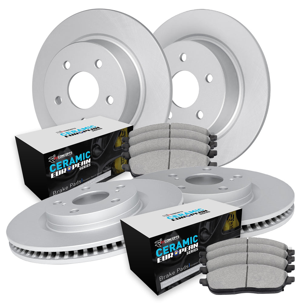 R1 Concepts Brake Rotor- Carbon Coated with Euro Ceramic Pads Fits Volkswagen Golf