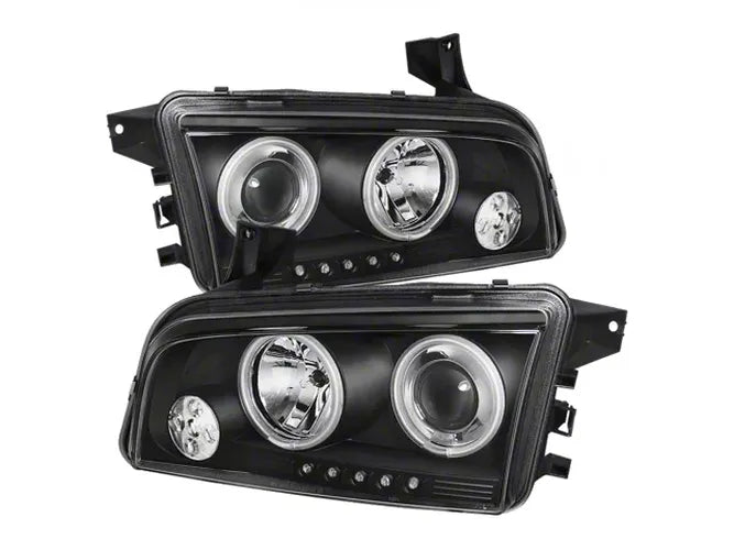 Spyder Dodge Charger 06-10 Projector Headlights Halogen Model CCFL Halo LED Blk PRO-YD-DCH05-CCFL-BK