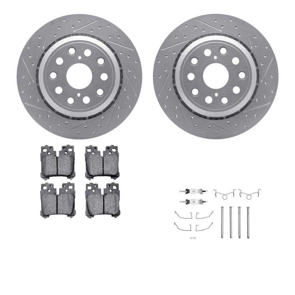 DFC 07-17 Lexus LS460 Rear Drill/Slot Geoperformance Rotors Euro 5000 Ceramic Brake Pads w/Hardware