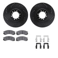 R1 Concepts Black Drilled Slotted Rotors with 5000 Oep Brake Pads Hdw Fits Mitsubishi Montero