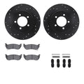 R1 Concepts Black Drilled Slotted Rotors with 5000 Oep Brake Pads Hdw Fits Ford Explorer