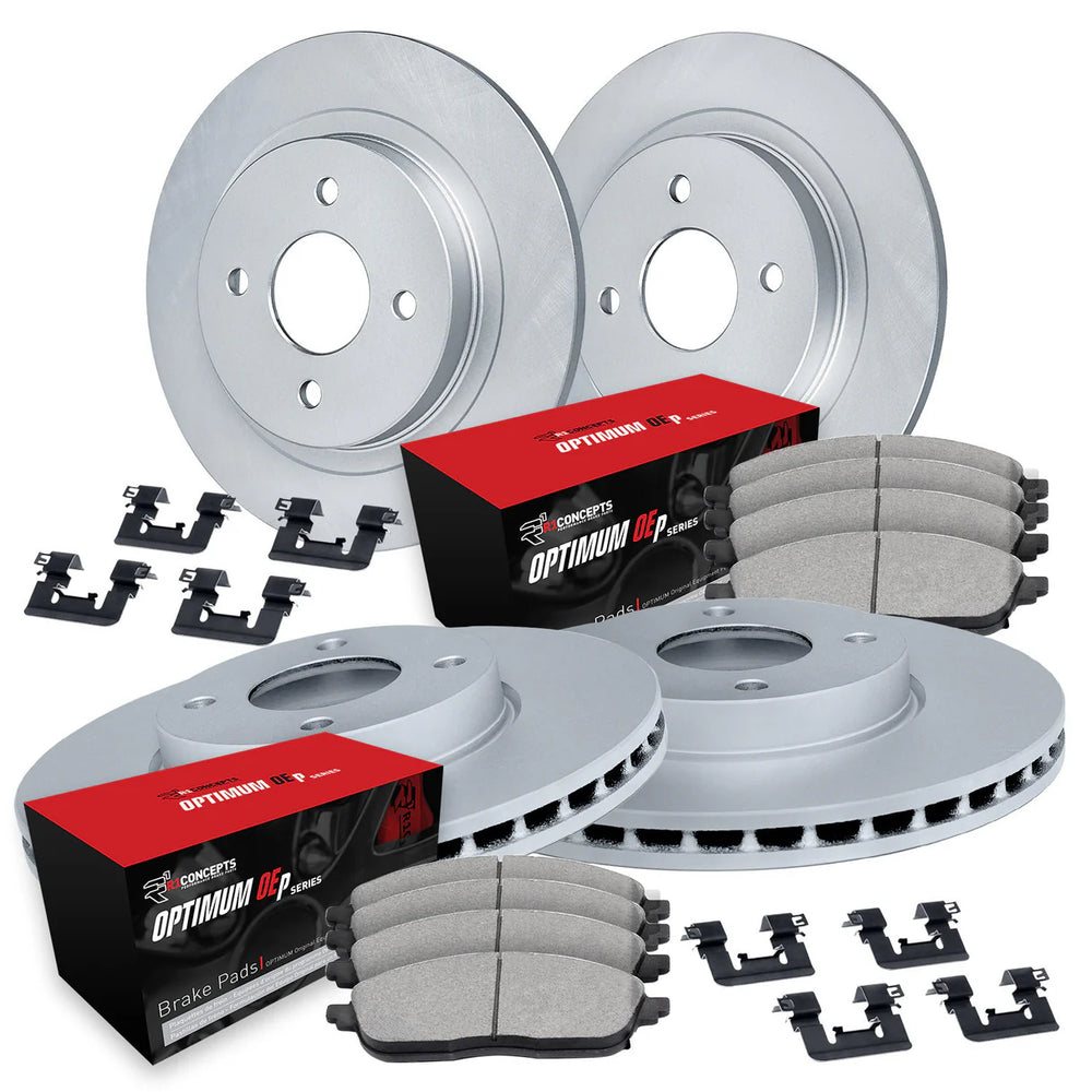 R1 Concepts Brake Rotors - Carbon Coated w/ Optimum Oe Pads Hdw Fits Mini Cooper